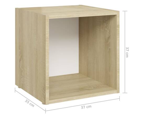 Set de dulapuri tv, 3 piese, alb și stejar sonoma, pal, 10 image