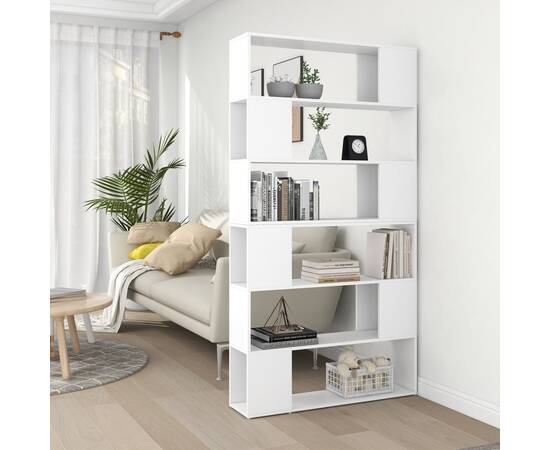 Bibliotecă/separator cameră, alb, 100x24x188 cm