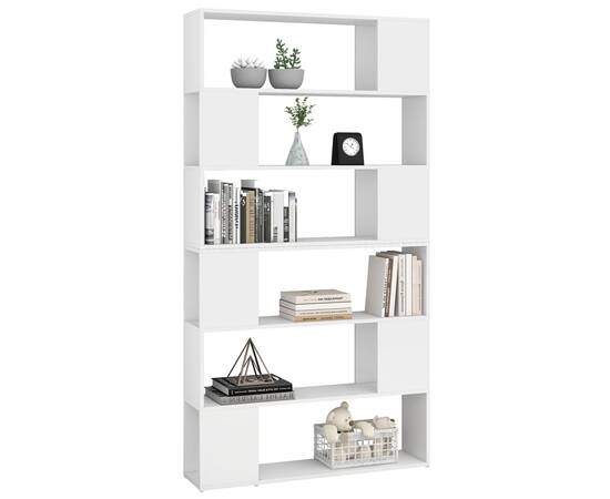 Bibliotecă/separator cameră, alb, 100x24x188 cm, 4 image