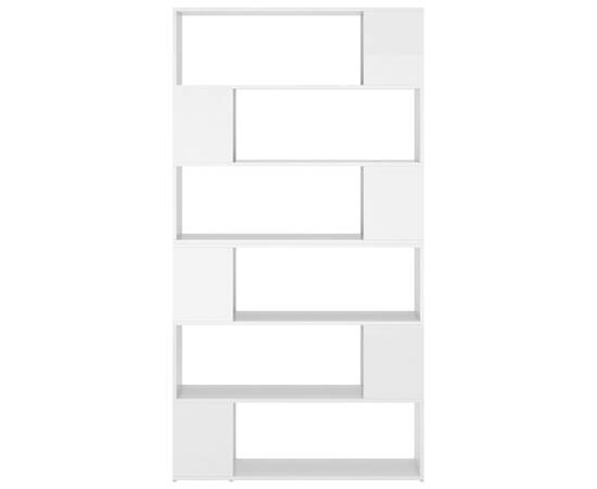 Bibliotecă/separator cameră, alb extralucios, 100x24x188 cm, 5 image