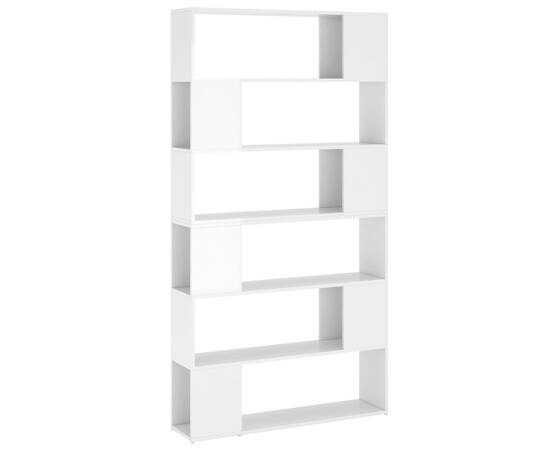 Bibliotecă/separator cameră, alb extralucios, 100x24x188 cm, 2 image