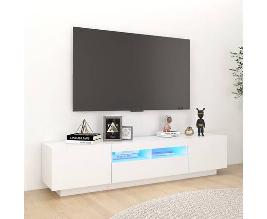 Comodă tv cu lumini led, alb, 180x35x40 cm