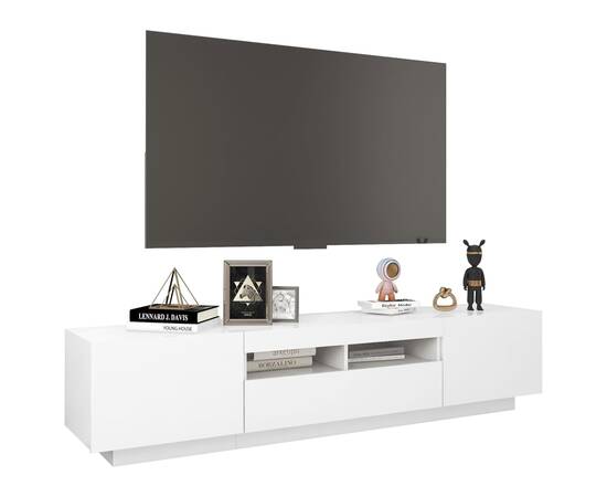 Comodă tv cu lumini led, alb, 180x35x40 cm, 6 image