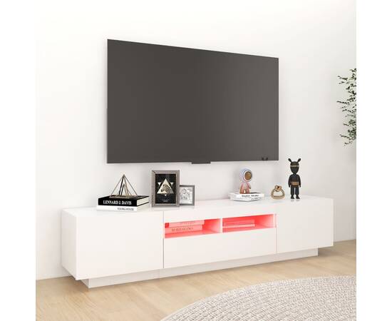 Comodă tv cu lumini led, alb, 180x35x40 cm, 3 image