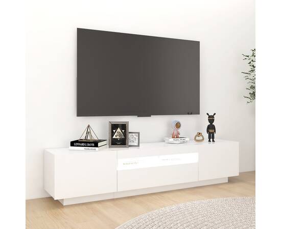 Comodă tv cu lumini led, alb, 180x35x40 cm, 5 image
