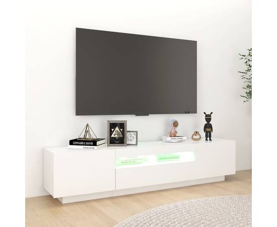 Comodă tv cu lumini led, alb, 180x35x40 cm, 4 image