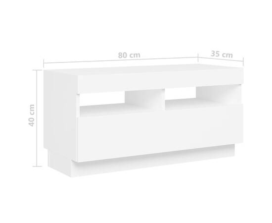 Comodă tv cu lumini led, alb, 180x35x40 cm, 9 image