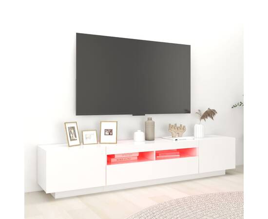 Comodă tv cu lumini led, alb, 200x35x40cm, 3 image