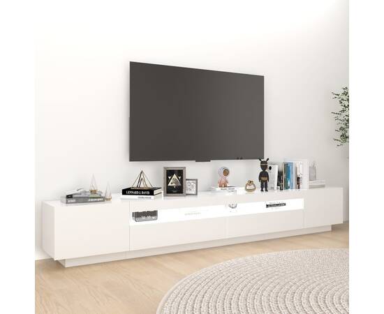 Comodă tv cu lumini led, alb, 260x35x40 cm, 3 image