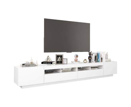 Comodă tv cu lumini led, alb, 260x35x40 cm, 6 image