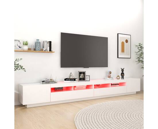 Comodă tv cu lumini led, alb, 300x35x40cm, 4 image