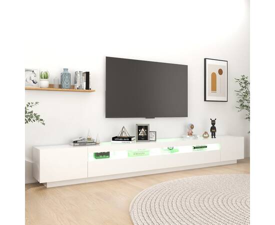 Comodă tv cu lumini led, alb, 300x35x40cm, 5 image