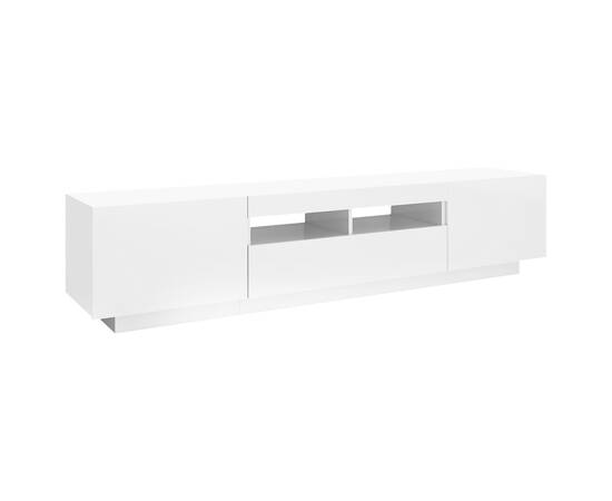 Comodă tv cu lumini led, alb extra lucios, 180x35x40 cm, 7 image