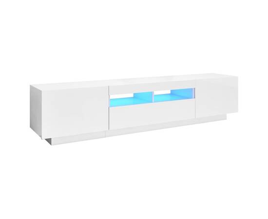 Comodă tv cu lumini led, alb extra lucios, 180x35x40 cm, 2 image