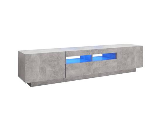 Comodă tv cu lumini led, gri beton, 180x35x40 cm, 2 image