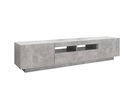 Comodă tv cu lumini led, gri beton, 180x35x40 cm, 7 image