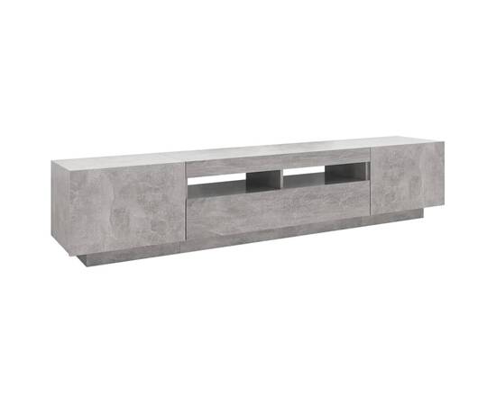 Comodă tv cu lumini led, gri beton, 200x35x40 cm, 7 image