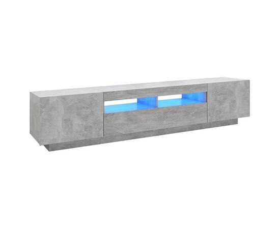 Comodă tv cu lumini led, gri beton, 200x35x40 cm, 2 image