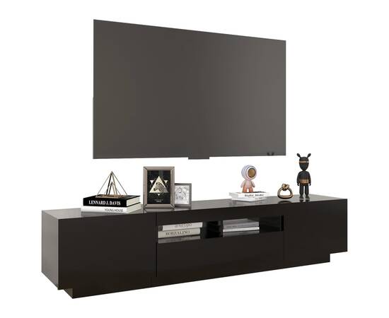 Comodă tv cu lumini led, negru, 180x35x40 cm, 6 image
