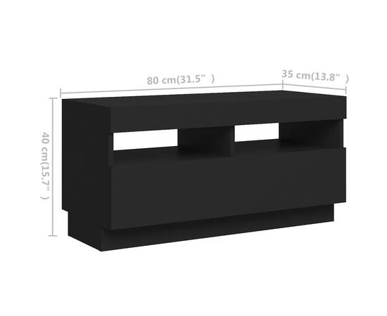 Comodă tv cu lumini led, negru, 180x35x40 cm, 9 image