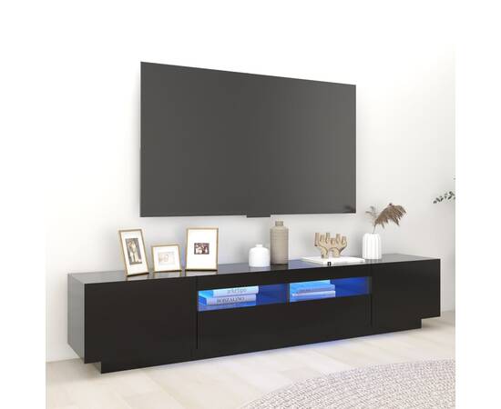 Comodă tv cu lumini led, negru, 200x35x40 cm