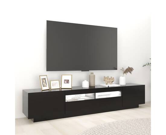 Comodă tv cu lumini led, negru, 200x35x40 cm, 4 image