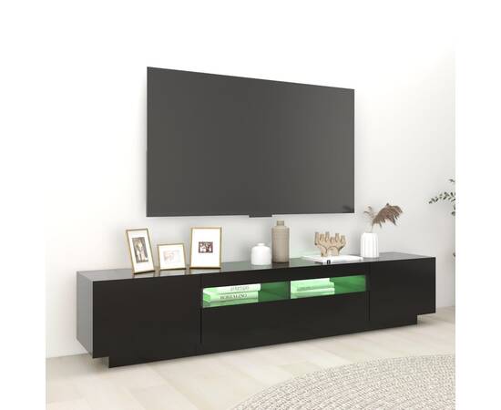 Comodă tv cu lumini led, negru, 200x35x40 cm, 5 image