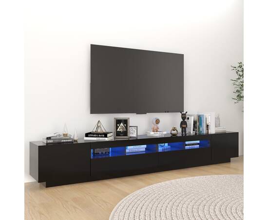 Comodă tv cu lumini led, negru, 260x35x40 cm
