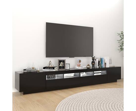 Comodă tv cu lumini led, negru, 260x35x40 cm, 3 image