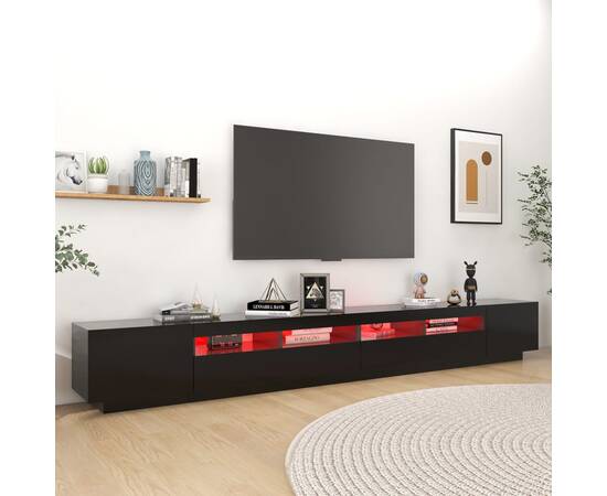 Comodă tv cu lumini led, negru, 300x35x40 cm, 3 image