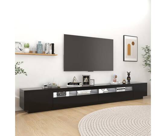 Comodă tv cu lumini led, negru, 300x35x40 cm, 5 image