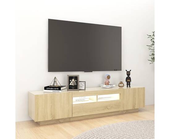 Comodă tv cu lumini led, stejar sonoma, 180x35x40 cm, 5 image