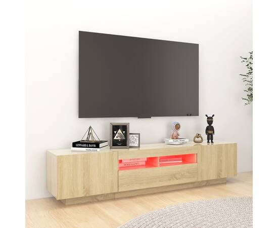 Comodă tv cu lumini led, stejar sonoma, 180x35x40 cm, 4 image