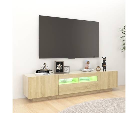 Comodă tv cu lumini led, stejar sonoma, 180x35x40 cm, 3 image