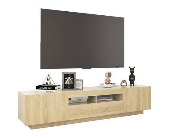 Comodă tv cu lumini led, stejar sonoma, 180x35x40 cm, 6 image