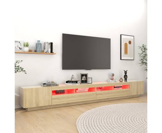 Comodă tv cu lumini led, stejar sonoma, 300x35x40 cm, 4 image