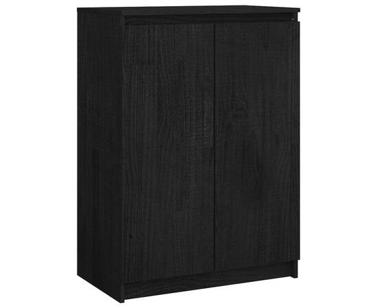 Dulapuri laterale, 3 buc., negru, lemn masiv de pin, 7 image