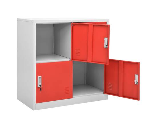Dulapuri vestiar 2 buc. gri deschis și roșu 90x45x92,5 cm oțel, 6 image