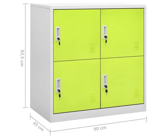Dulapuri vestiar 2 buc. gri deschis și verde 90x45x92,5 cm oțel, 8 image