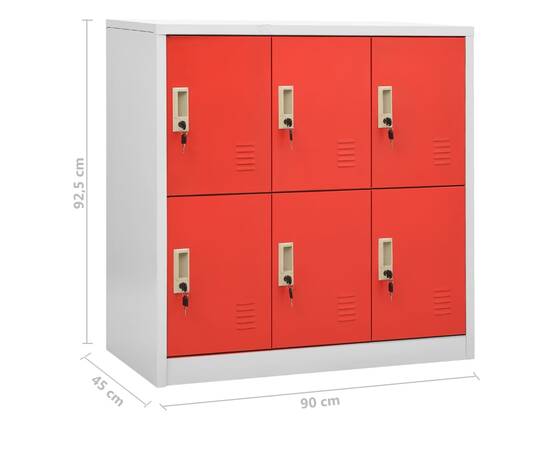 Dulapuri vestiar 5 buc. gri deschis și roșu 90x45x92,5 cm oțel, 9 image
