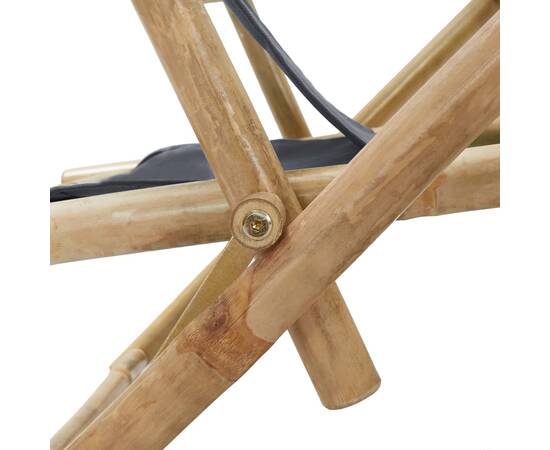 Scaun rabatabil de relaxare, gri închis, bambus & țesătură, 6 image