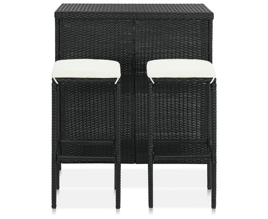 Set mobilier de bar, 3 piese, negru, poliratan, 3 image