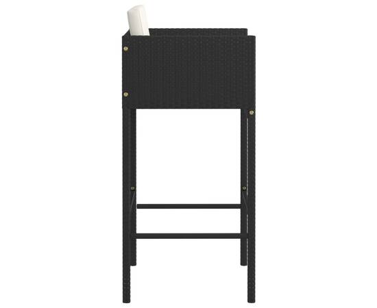 Scaune de bar cu perne, 2 buc., negru, poliratan, 5 image