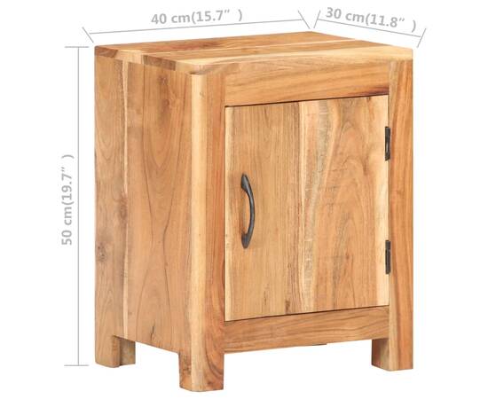 Noptieră, 40x30x50 cm, lemn masiv de acacia, 8 image