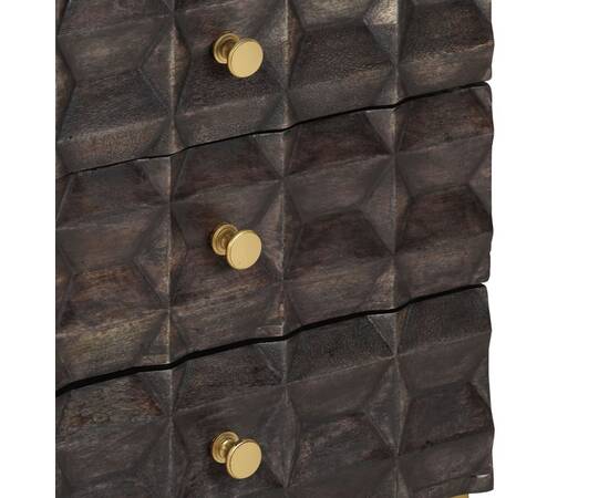 Noptieră, 40x30x50 cm, negru, lemn masiv de mango, 7 image