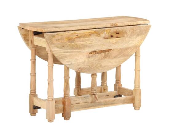 Masă de bucătărie, 110x76 cm, lemn masiv de mango, rotundă, 5 image