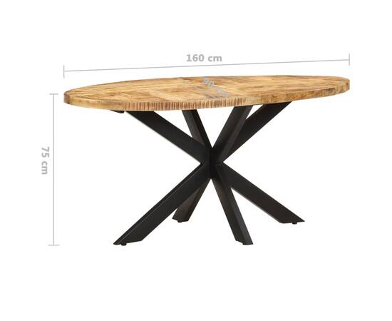 Masă de bucătărie, 160x90x75 cm, lemn de mango nefinisat, 5 image