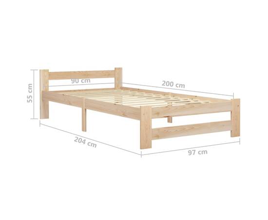 Cadru de pat, 90 x 200 cm, lemn masiv de pin, 6 image