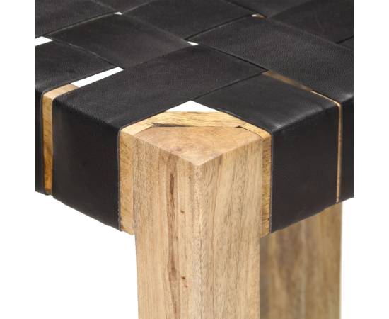 Scaune de bar, 2 buc., negru, piele naturală, 75 cm, 5 image