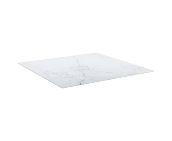 Blat masă alb 70x70 cm 6 mm sticlă securizată design marmură, 3 image